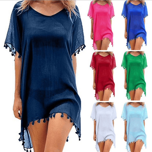 Loose Chiffon Dress Summer Beach Tunic Cover-Up Shirt - Fabric of Cultures