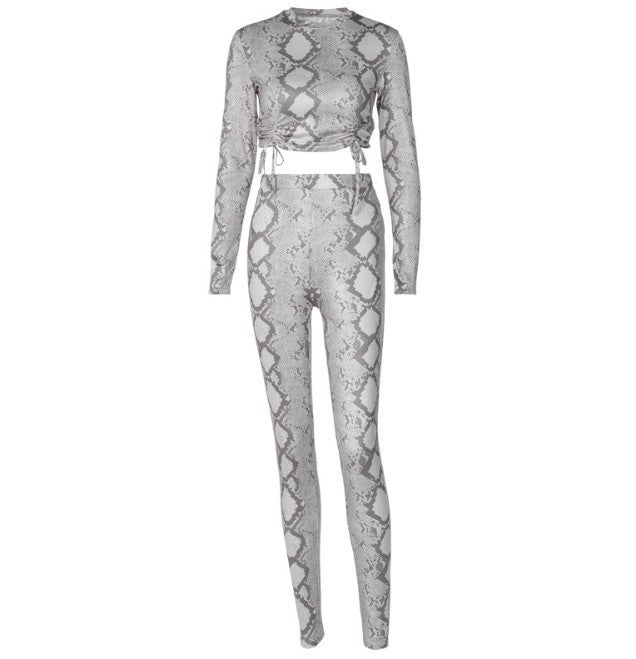 drawstring crop top + trousers suit