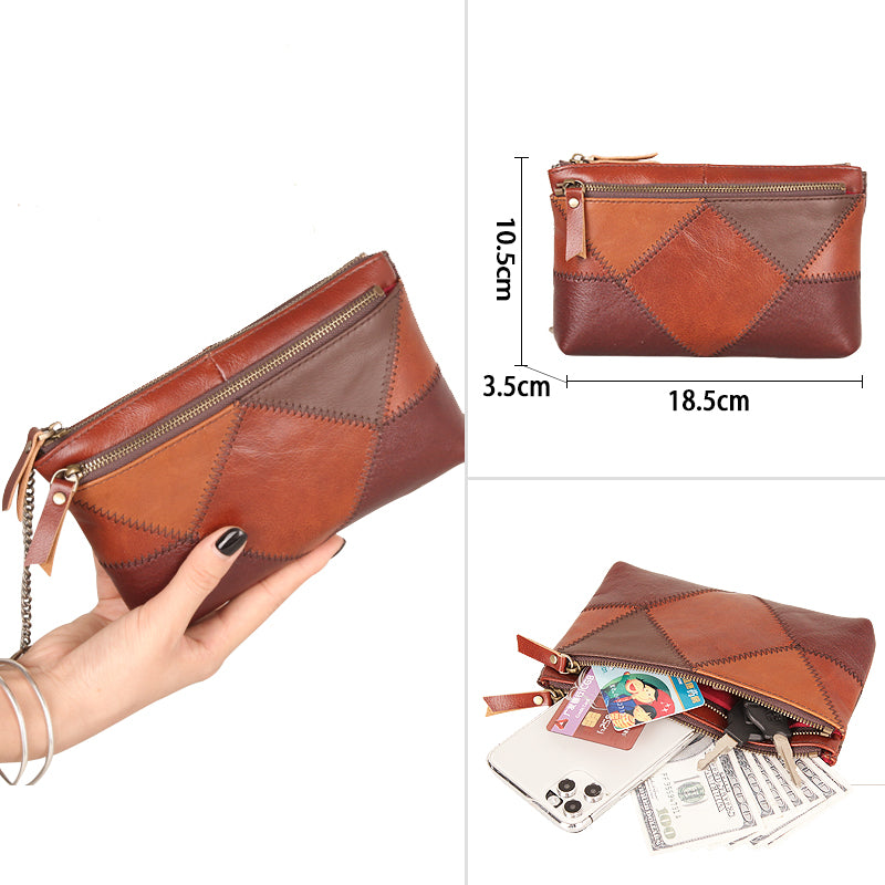 Contrast Color Soft Leather Wallet