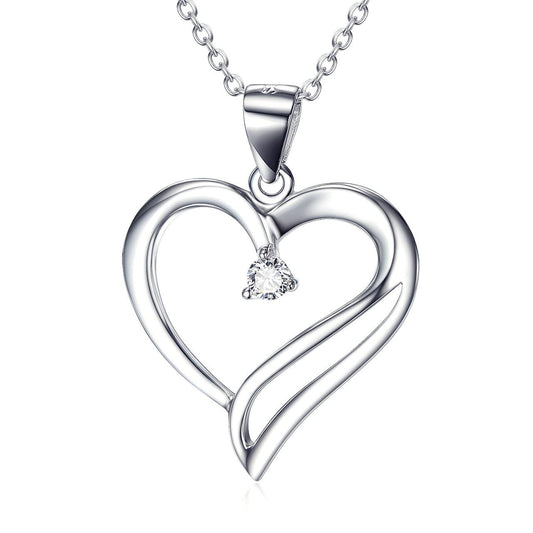 925 Silver Diamond Embrace Heart Necklace - Fabric of Cultures
