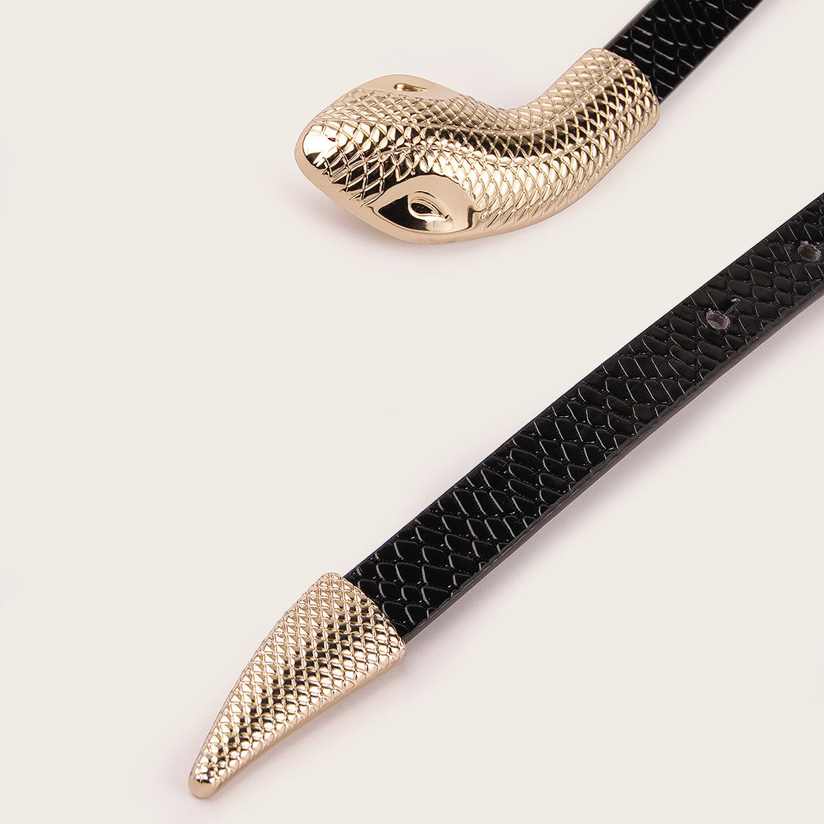 Leather Snakeskin Snap Belt