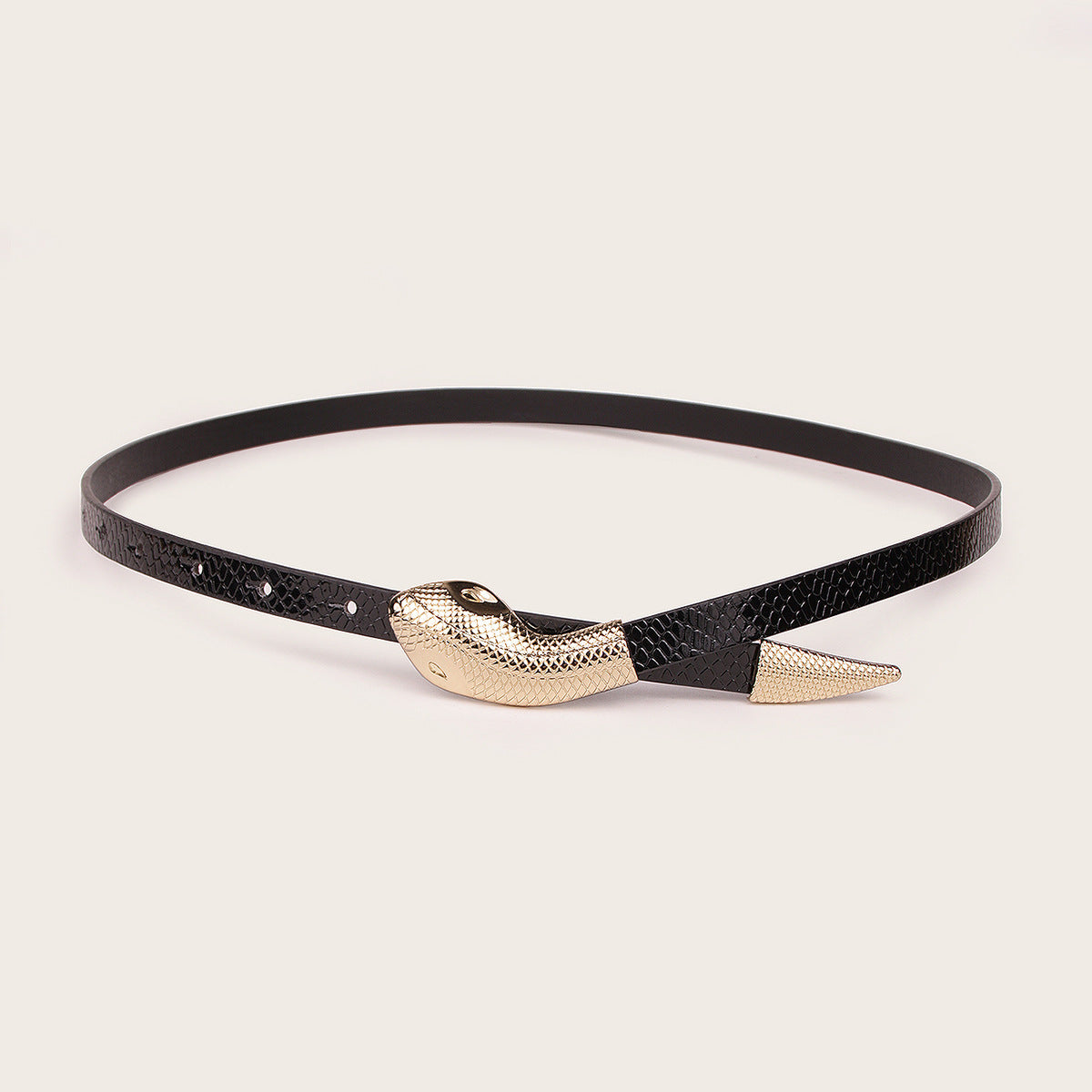 Leather Snakeskin Snap Belt