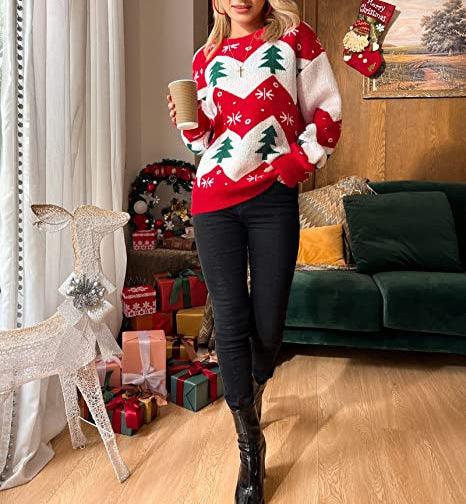 Christmas Tree Jacquard Long-sleeved Sweater - Fabric of Cultures