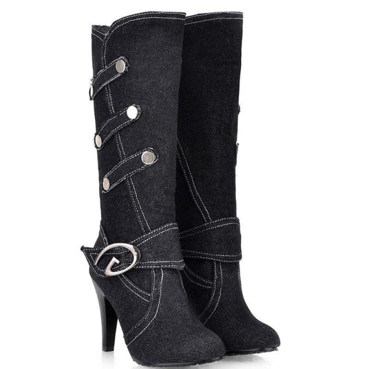 Cloth stiletto high heel high boots - Fabric of Cultures