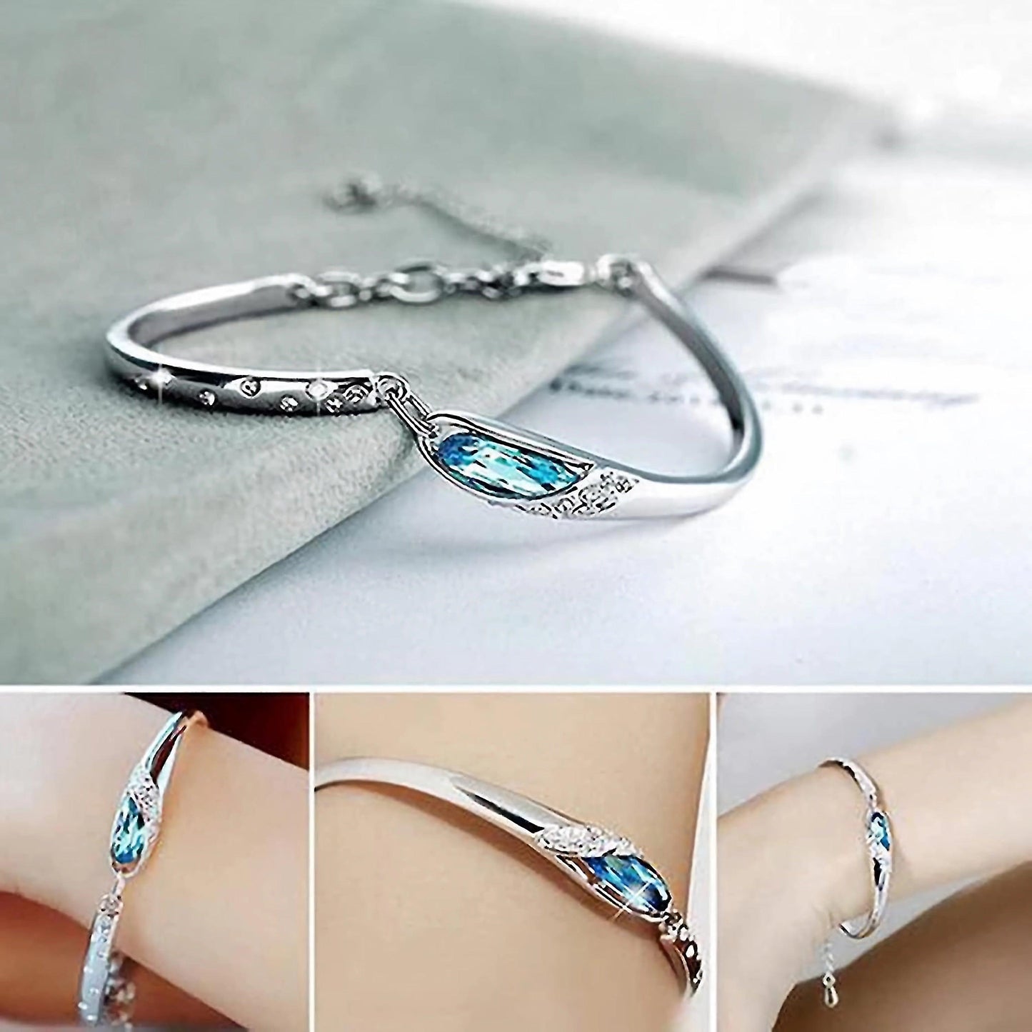 Crystal Azure Allure Bracelet - Fabric of Cultures