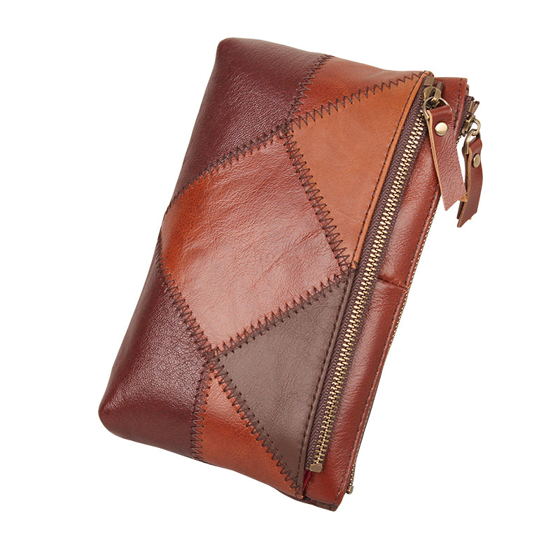 Contrast Color Soft Leather Wallet