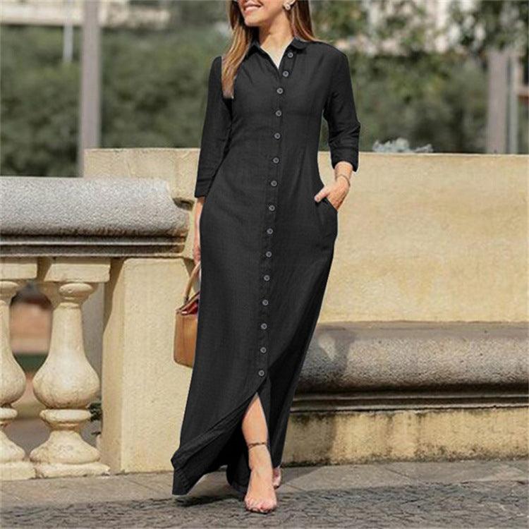Buttoned Bliss Shirt Dress Denim - Fabric of Cultures