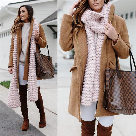 Fashion mid-length zipper stand collar woolen coat women - Fabric of Cultures