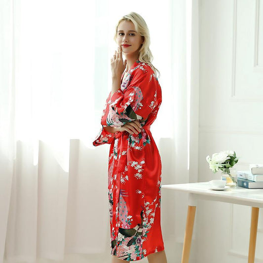Kujaku Kimono - Scarlet - Fabric of Cultures