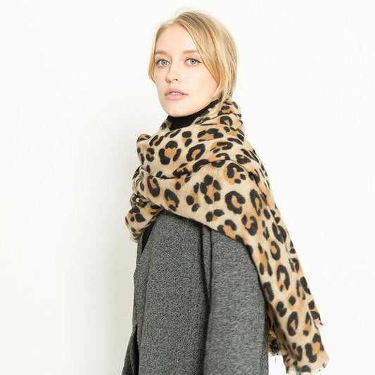 Leopard-print cashmere women's scarf shawl - Fabric of Cultures