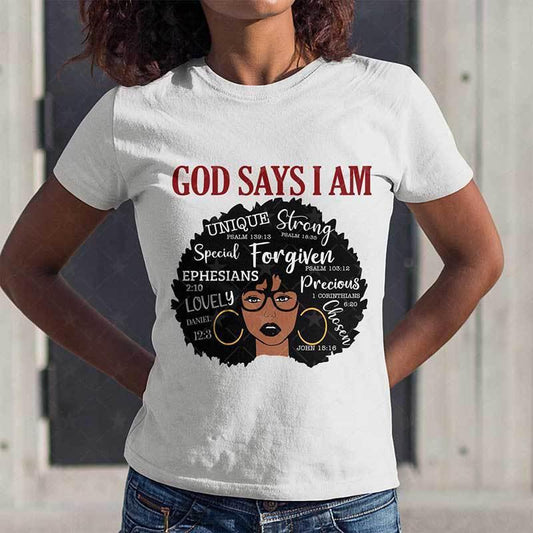 Round Neck Short Sleeve T-shirt Black Woman Black Woman Ladies T-shirt - Fabric of Cultures