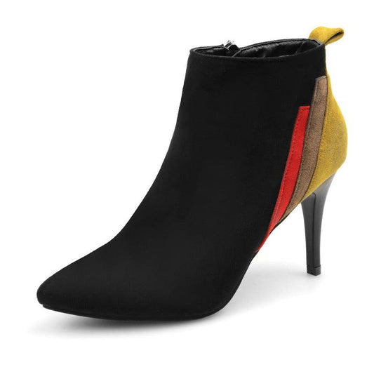 Suede color block stiletto boots - Fabric of Cultures