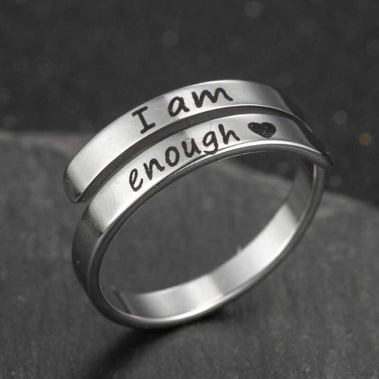 Timeless Self-Love: 'I'm Enough' Double Ring - Fabric of Cultures